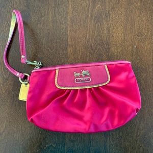 Coach Hot Pink Satin Wristlet